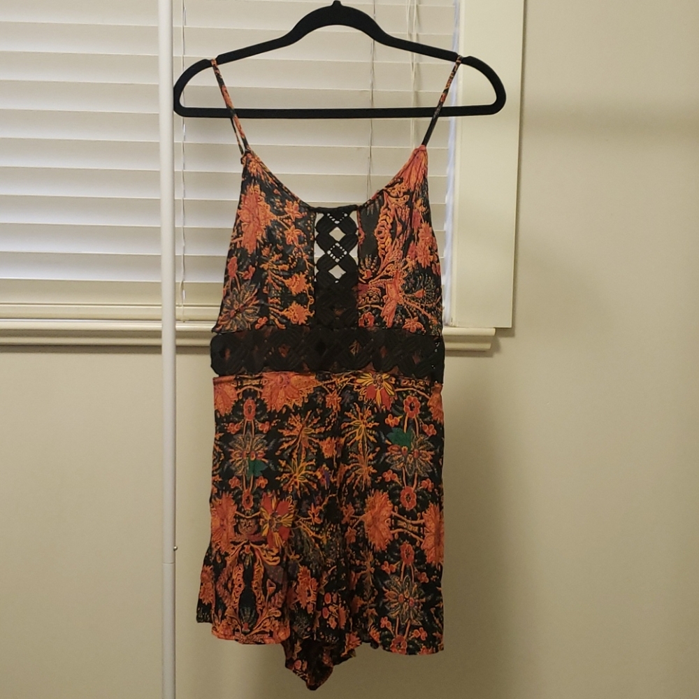 Orange Floral Romper - Topshop
